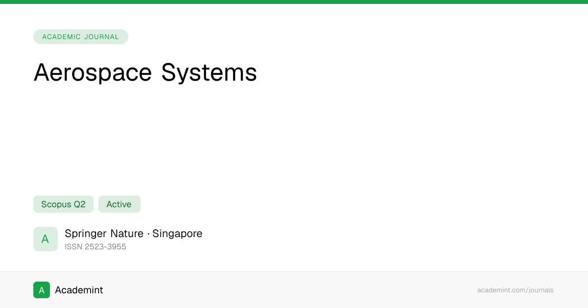 Aerospace Systems — Scopus, ABDC & Indexing Verification | Academint ...